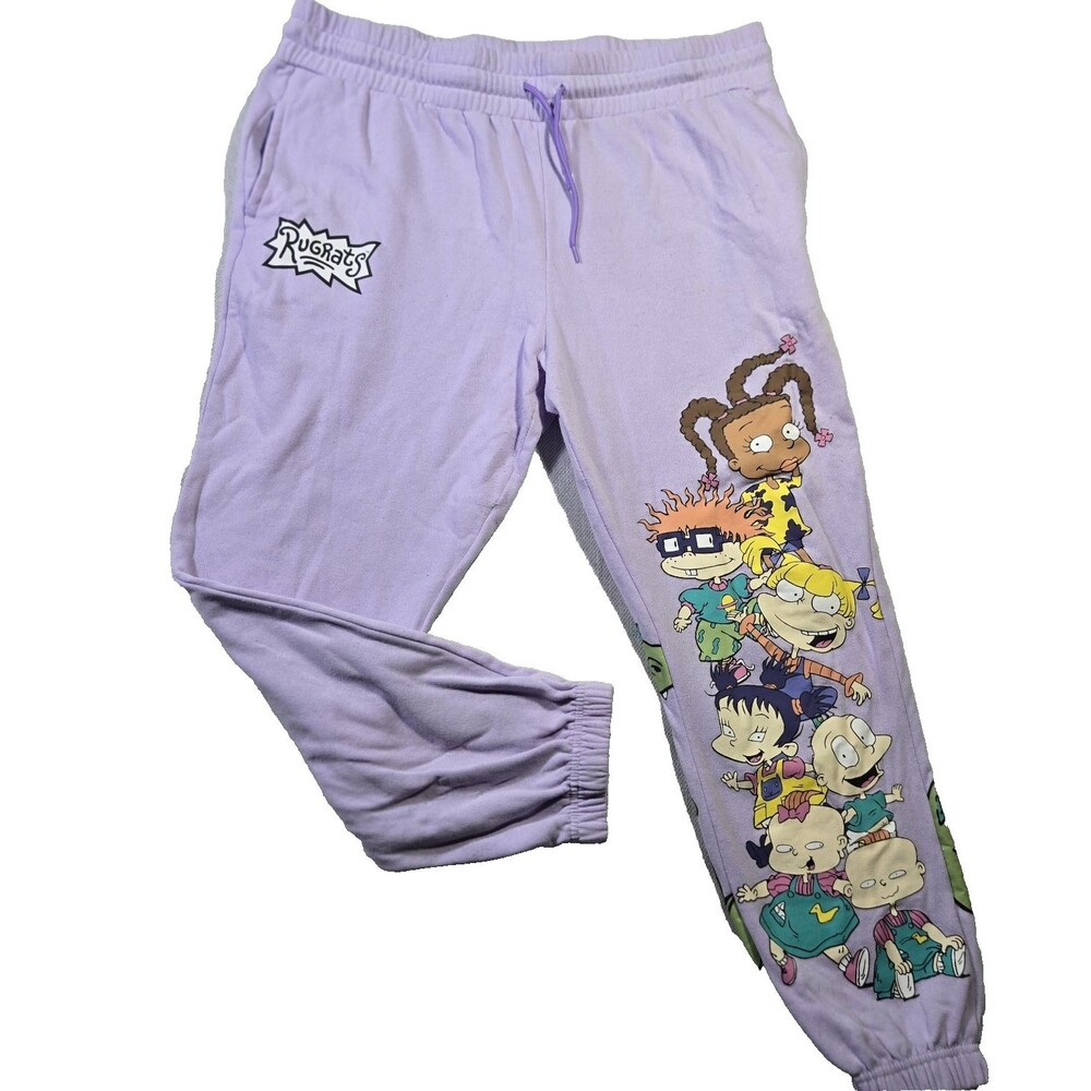 Rugrats Jogger Pants Woman XXL  Purple Graphics Pull On Pockets Y2K